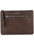Salvatore Ferragamo - Zipped Clutch Bag - Men - Calf Leather - One Size, Brown, Calf Leather