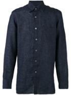 Canali Plain Shirt, Men's, Size: Xxl, Blue, Linen/flax