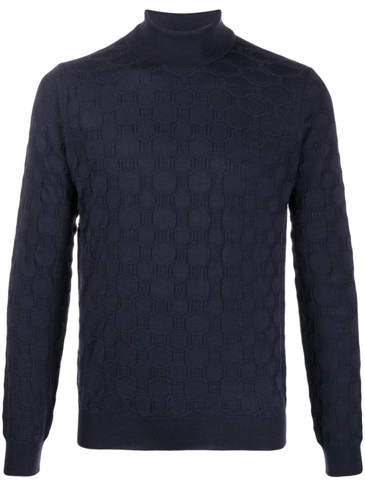 Corneliani Knitted Roll Neck Jumper - Blue