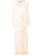 Attico Ruffle Trim Wrap Dress - Neutrals