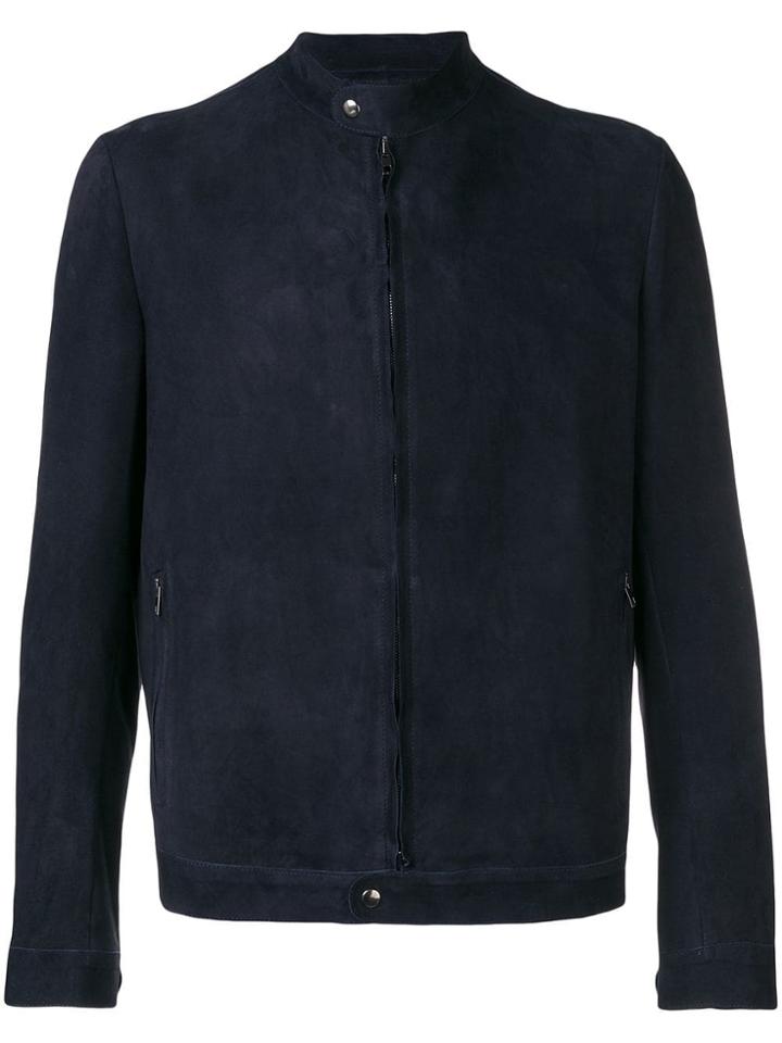 Salvatore Santoro Zipped Up Suede Jacket - Blue