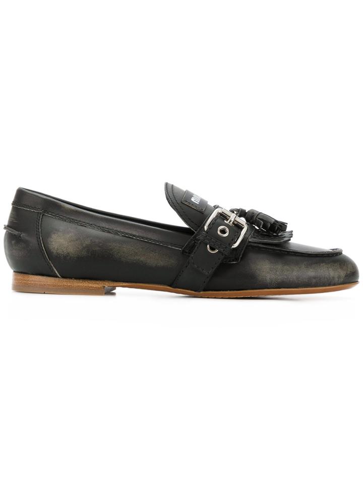 Miu Miu Fringed Tassel Loafers - Black