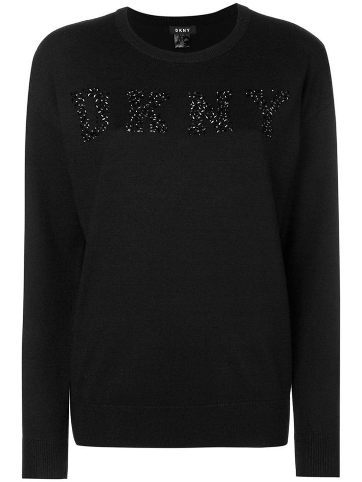 Dkny Logo Embellished Sweater - Black