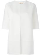 Michael Kors Three-quarter Sleeve Coat, Women's, Size: 0, White, Wool/angora/cashgora