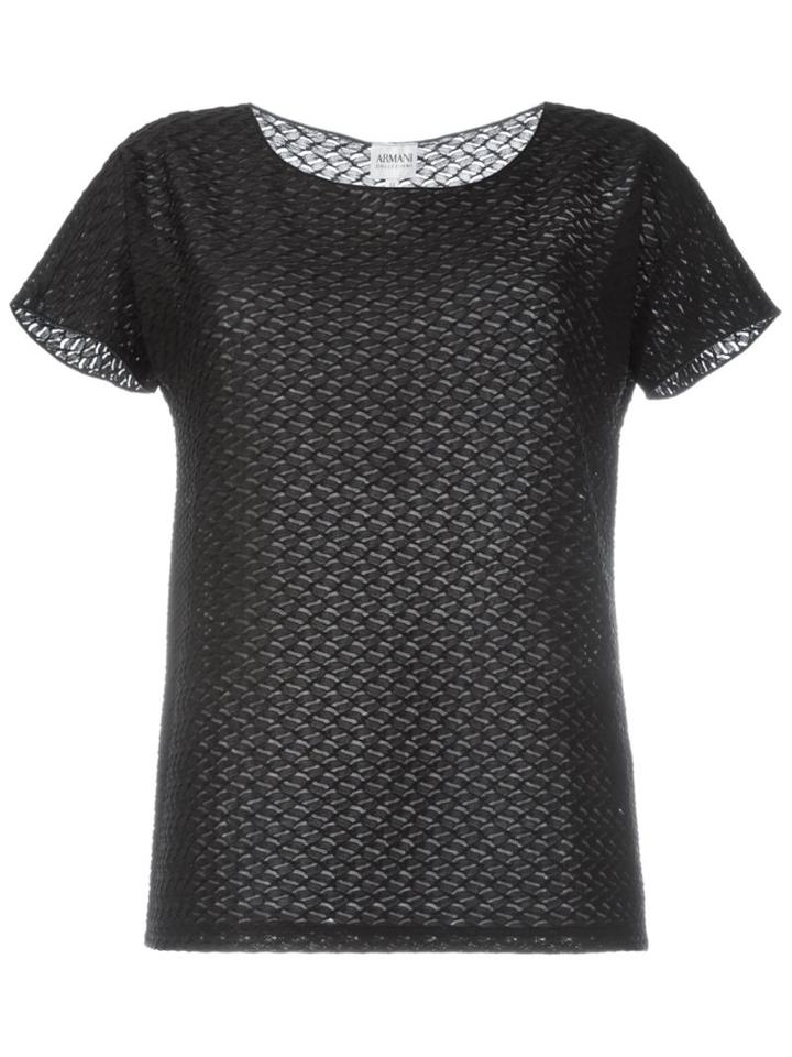 Armani Collezioni Textured T-shirt, Women's, Size: 48, Black, Polyester/spandex/elastane