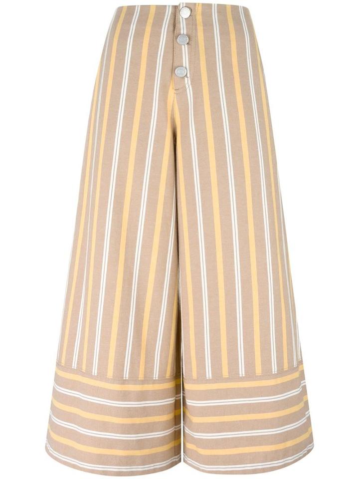See By Chloé Striped Cropped Trousers, Women's, Size: 38, Brown, Cotton