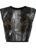 Hussein Bazaza Lace Cropped Top