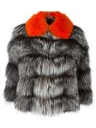 Blancha Zipped Fur Jacket - Grey