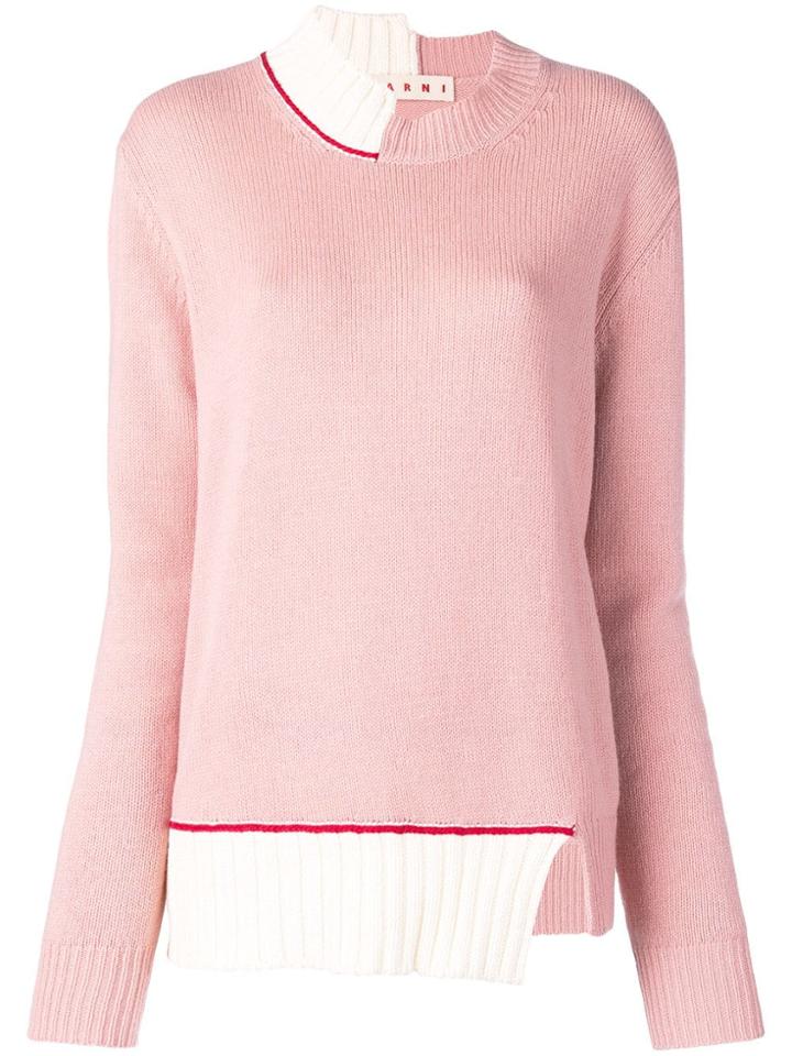 Marni Asymmetric Colourblock Jumper - Pink