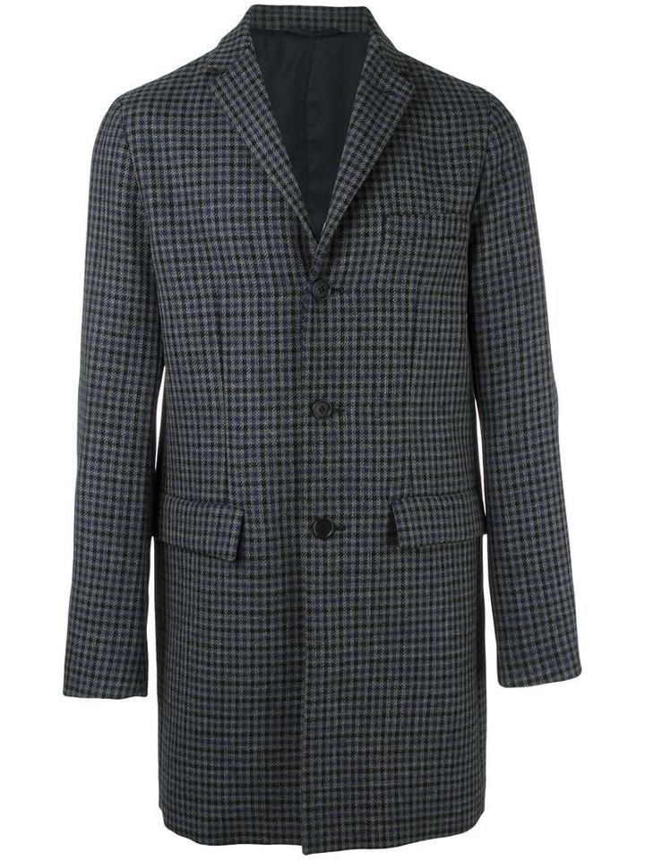 Aspesi Checked Coat, Men's, Size: Large, Grey, Polyester/cupro/virgin Wool