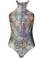 Dsquared2 Tattoo Print Halterneck Body, Women's, Size: Medium, Polyamide/spandex/elastane