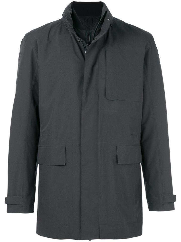 Z Zegna Zipped Fitted Jacket - Grey