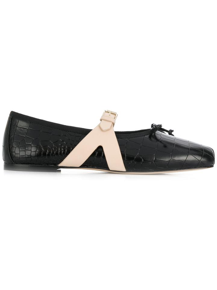 Giambattista Valli Croco-embossed Ballerina Shoes - Black