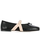 Giambattista Valli Croco-embossed Ballerina Shoes - Black