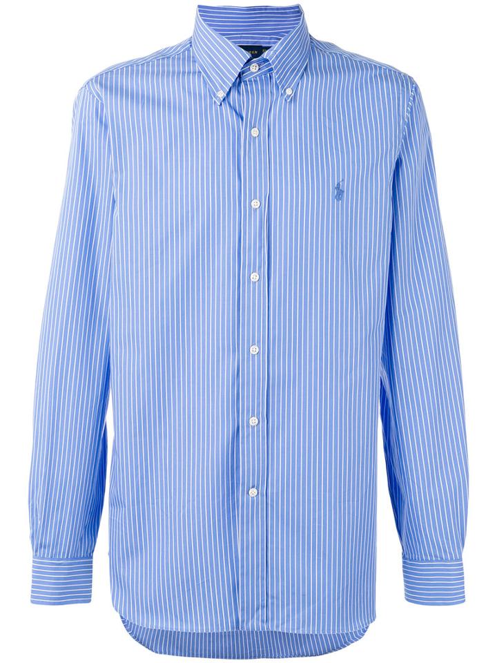 Polo Ralph Lauren - Striped Shirt - Men - Cotton - 16, Blue, Cotton