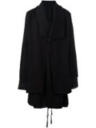 Thom Krom Layered Hem Hooded Coat, Men's, Size: Xs, Black, Cotton