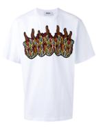 Msgm Flame Patch T-shirt, Men's, Size: Medium, White, Cotton
