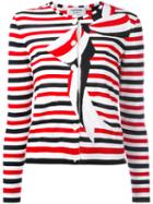 Thom Browne - Striped Bow Print Cardigan - Women - Cotton - 42, Red, Cotton