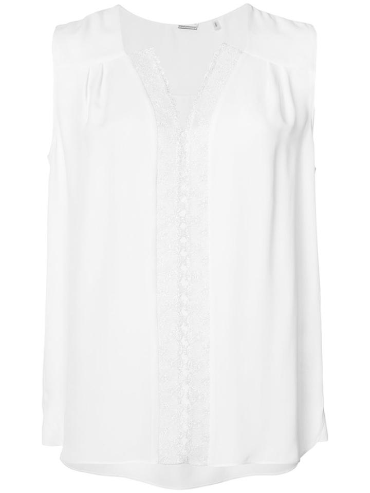 Elie Tahari Embroidered Details Tank Top, Women's, Size: Xs, White, Silk