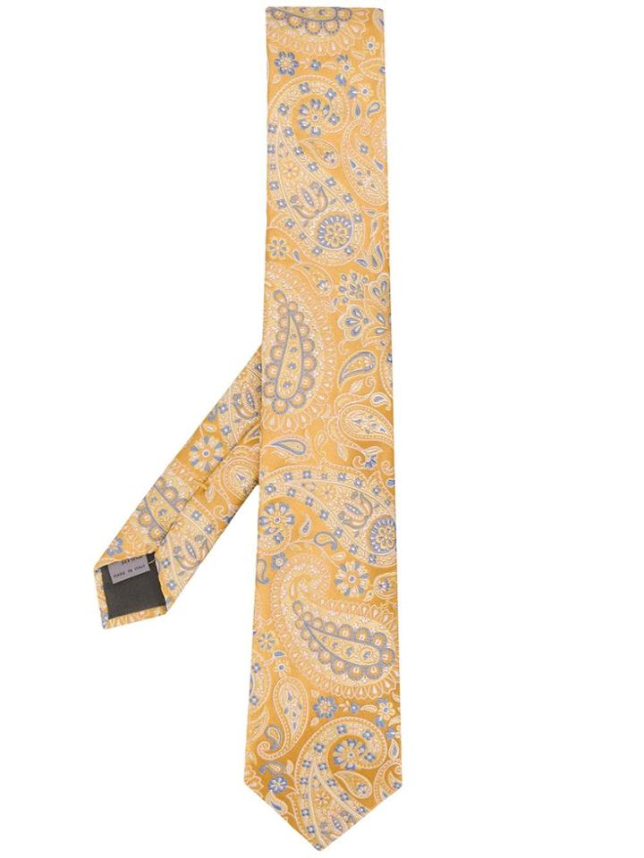 Canali Silk Paisley Tie - Yellow