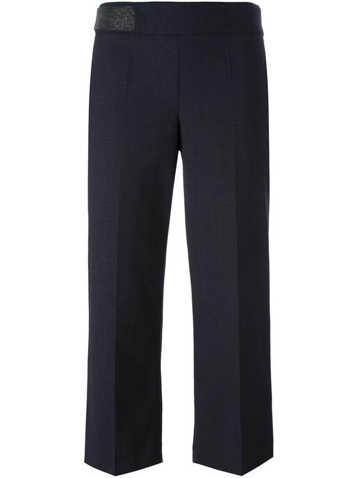 Brunello Cucinelli Pleated Cropped Trousers, Women's, Size: 44, Black, Polyamide/polyester/spandex/elastane/virgin Wool