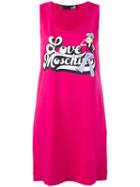 Love Moschino Logo Print Tank Dress, Women's, Size: 38, Pink/purple, Cotton/spandex/elastane