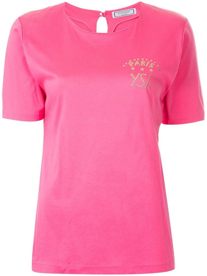 Yves Saint Laurent Pre-owned Studded Logo T-shirt - Pink