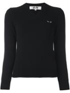 Comme Des Garçons Play Embroidered Heart Jumper, Women's, Size: Medium, Black, Wool