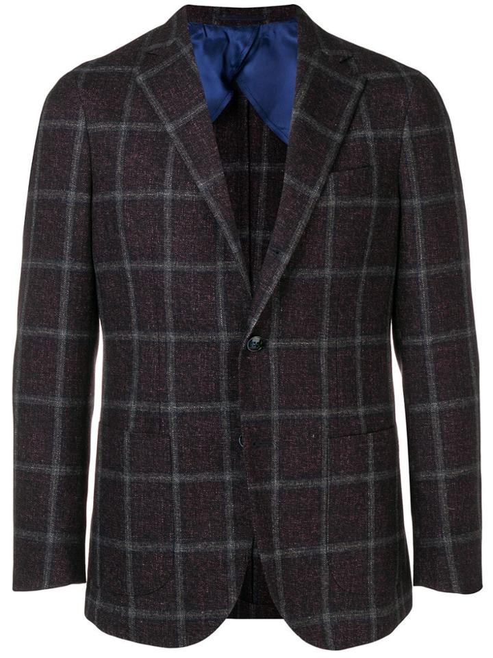 Barba Checked Blazer - Purple