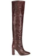 Paris Texas Embossed Thigh High Boots - Brown
