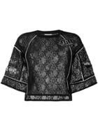 Gaelle Bonheur Sheer Construction Patchwork Blouse - Black