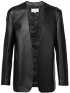 Maison Margiela Collarless Leather Jacket - Black