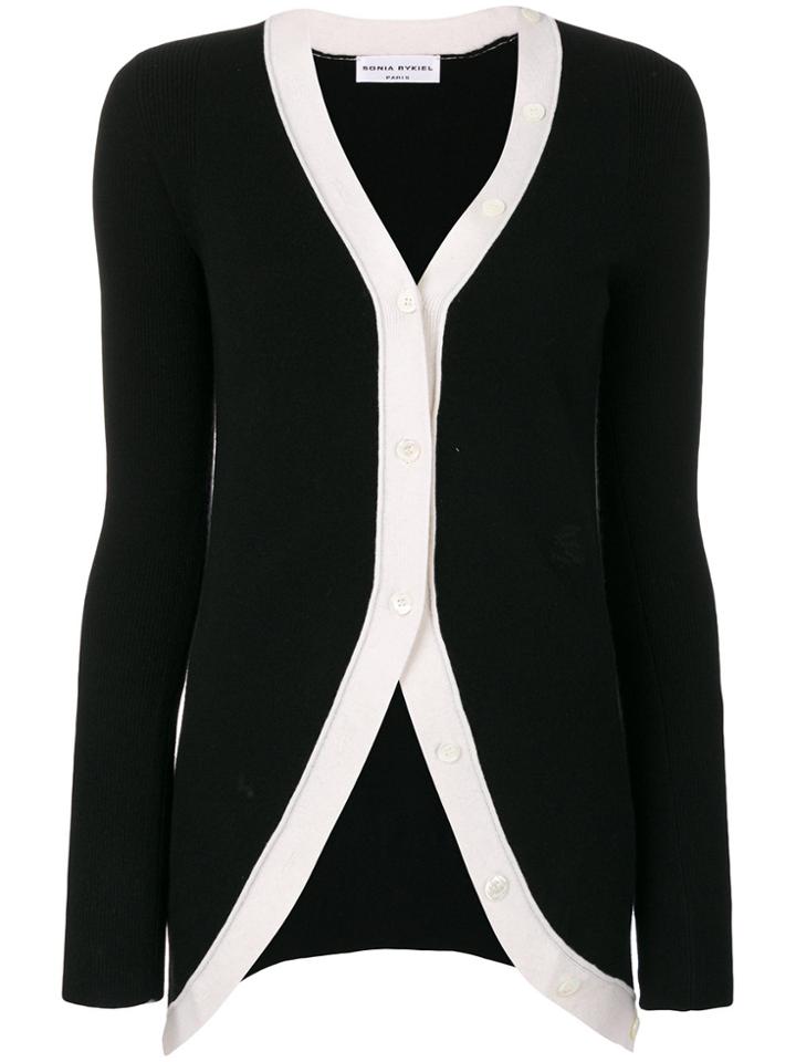 Sonia Rykiel Contrast Colour Button Cardigan - Black