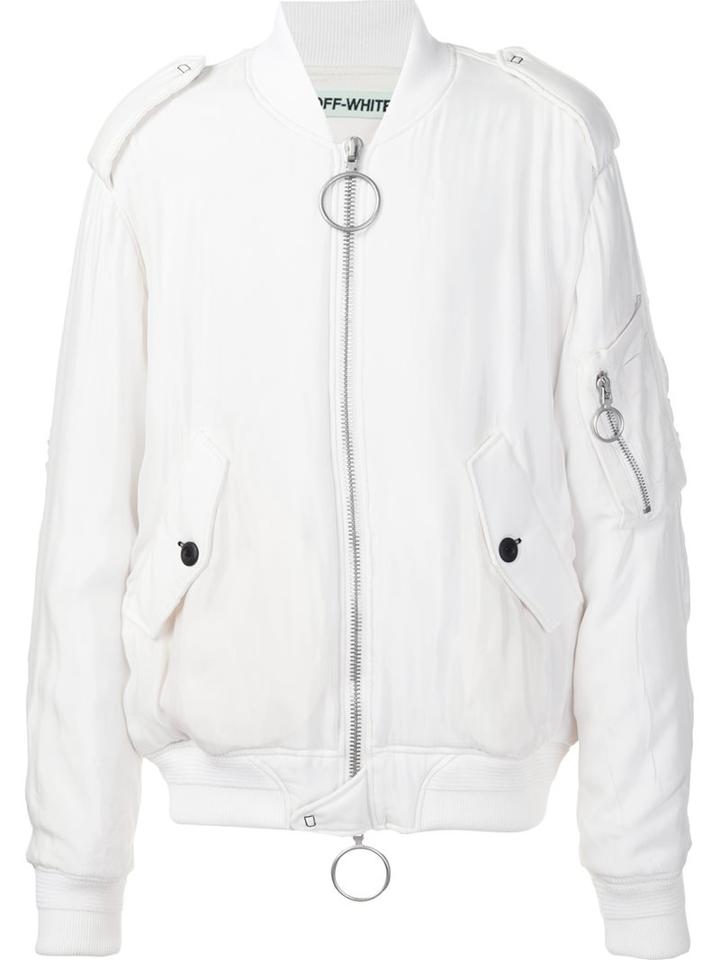 Off-white 'soft' Bomber Jacket, Men's, Size: Medium, White, Cupro/viscose/polyester