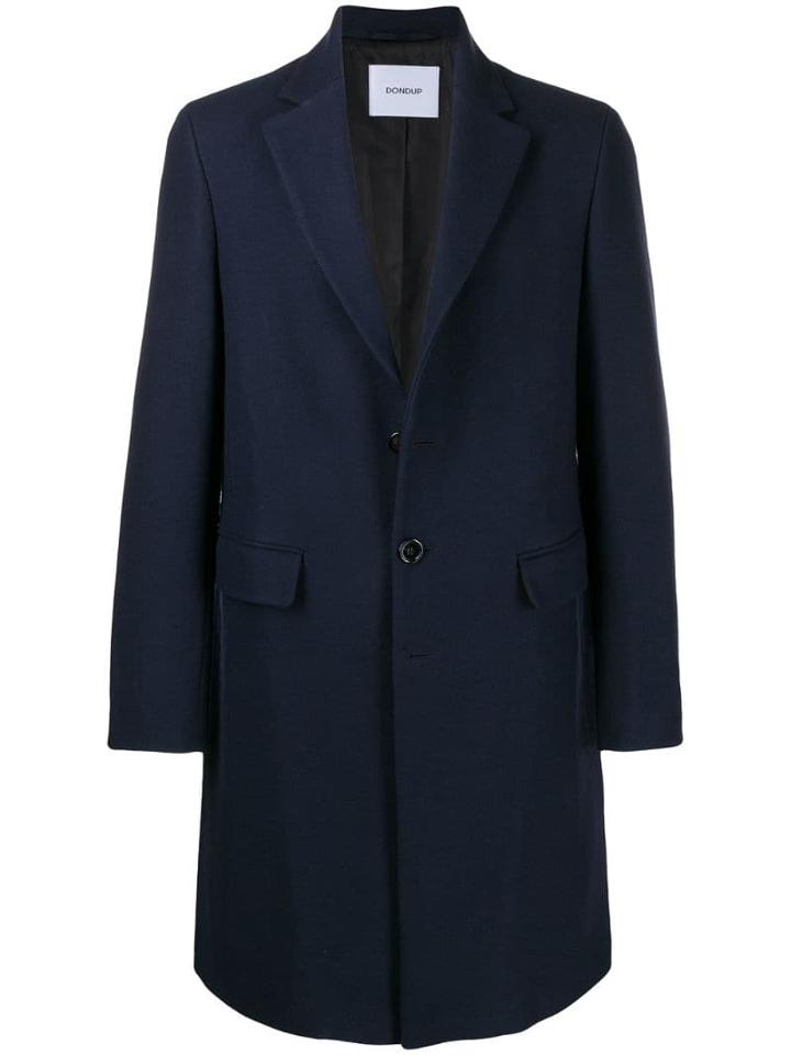 Dondup Single-breasted Fitted Coat - Blue