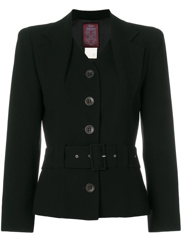 John Galliano Vintage Layered Lapels Belted Jacket - Black