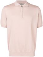 Canali Zipped Polo Collar Shirt - Pink