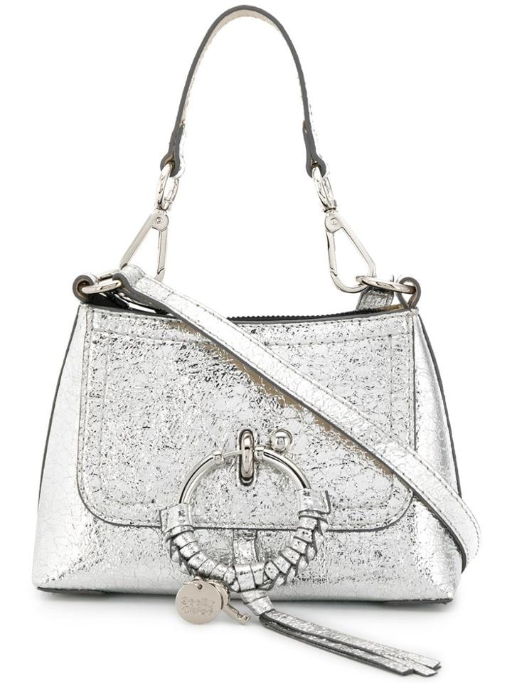 See By Chloé Logo Charm Shoulder Bag - Silver