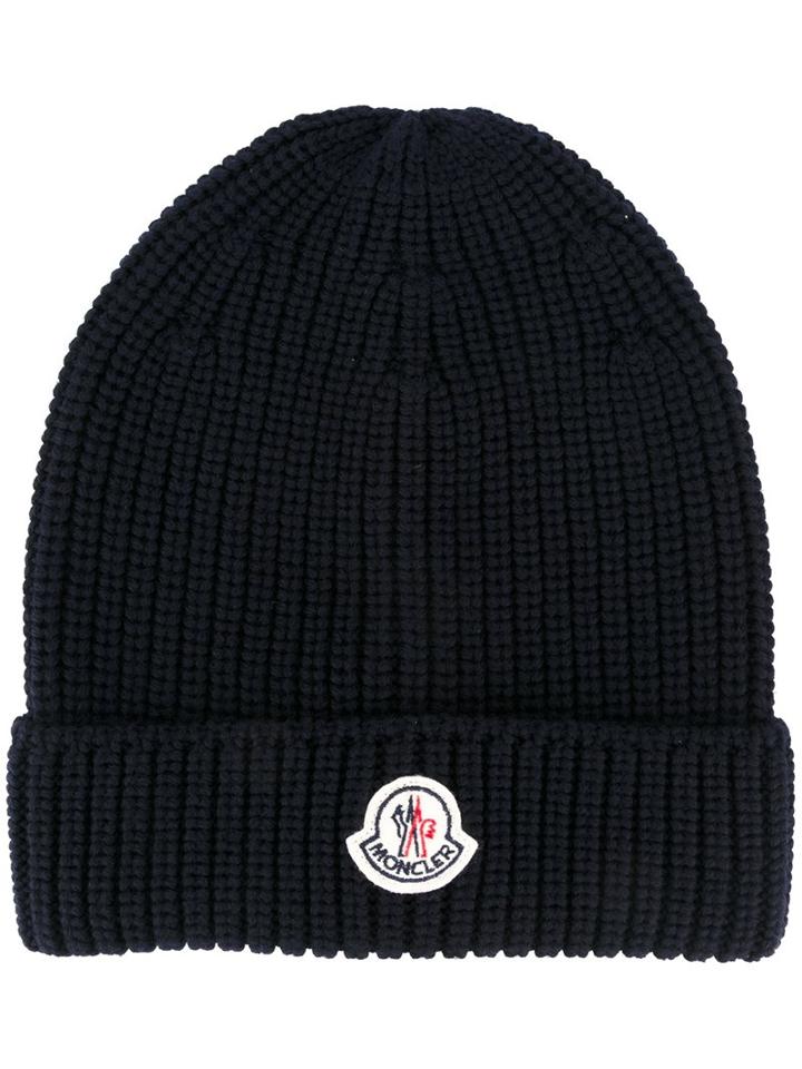 Moncler 'berretto' Beanie Hat, Men's, Blue, Virgin Wool