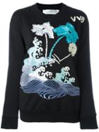 Victoria Victoria Beckham Printed Sweatshirt, Women's, Size: Large, Black, Cotton