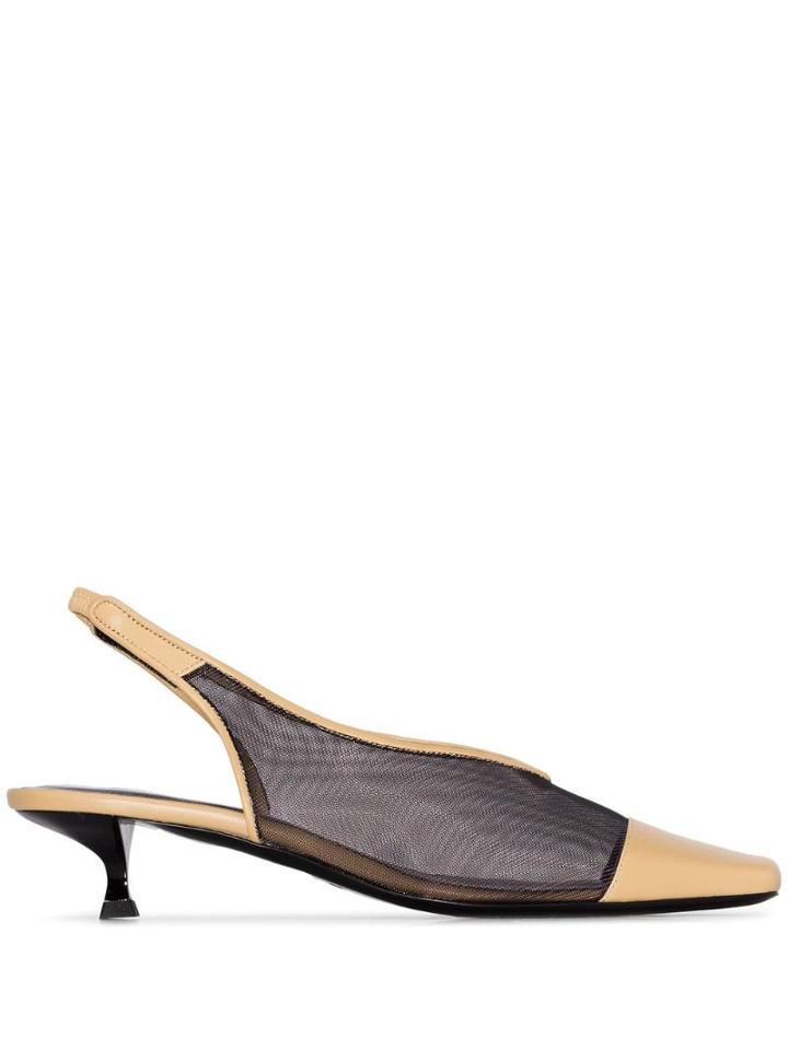By Far Kendall 40mm Mesh Slingbacks - Neutrals