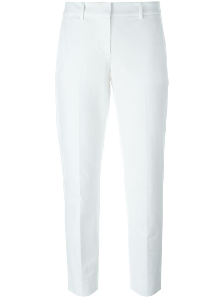 Theory Slim Cropped Trousers, Women's, Size: 8, White, Viscose/cotton/spandex/elastane