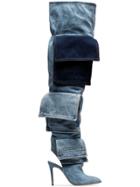 Natasha Zinko Blue Thigh-high Denim Boots