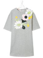 Marni Kids Floral Appliqué T-shirt Dress - Grey