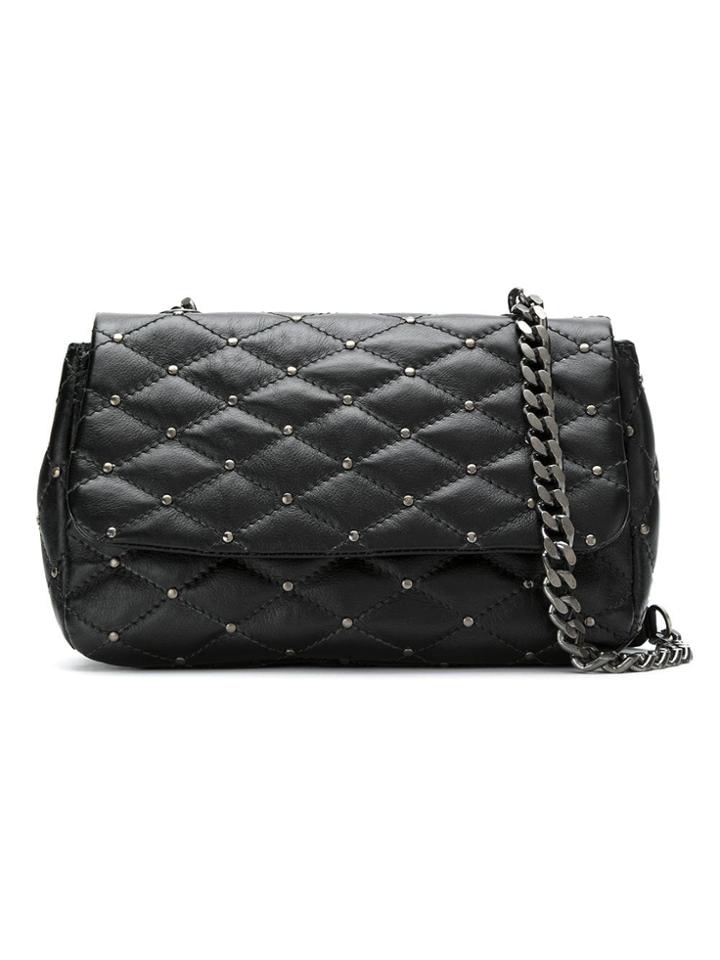 Mara Mac Leather Quilted Shoulder Bag - Black