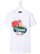 Dsquared2 Kids Teen Hawaii Print T-shirt - White