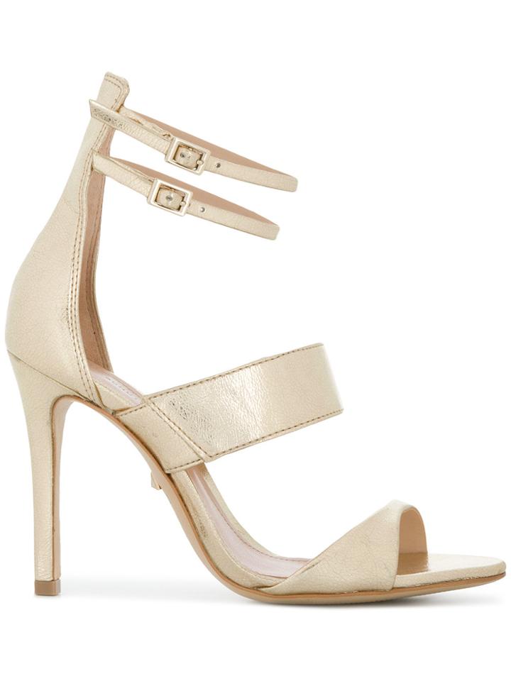 Schutz Double Ankle Strap Sandals - Metallic
