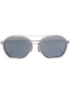 Thom Browne Eyewear Oval Metal Frame Detail Sunglasses - Grey