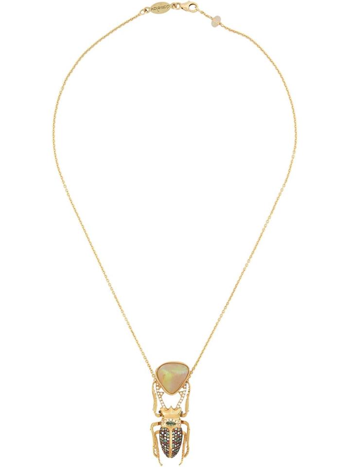 Daniela Villegas Scarab Diamond, Sapphire And Opal Pendant Necklace -