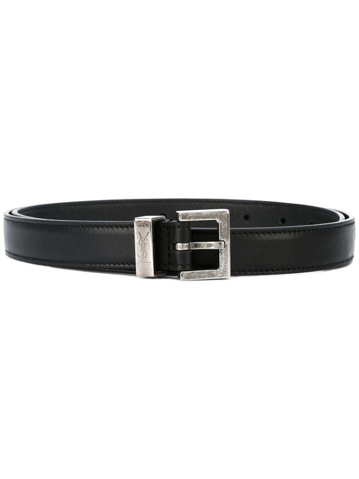 Saint Laurent - Monogram Passant Buckle Belt - Women - Lamb Skin - 90, Black, Lamb Skin